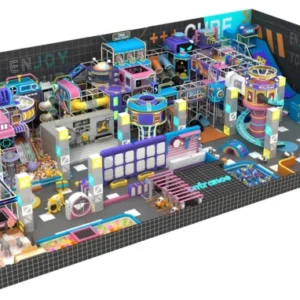 Professional Kids Indoor Play Equipment 10226 Sqft by Funtrek Global - space theme commercial play area with trampoline zone, soft play castle, slides, and toddler zone for kids aged 5-12 years
