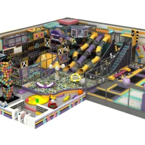 Custom All-in-One Indoor Playground 6458 Sqft by Funtrek Global - complete play equipment with ball pit, tunnel slide, trampoline, climbing wall, multi-level structure, interactive games for kids aged 5-12 years
