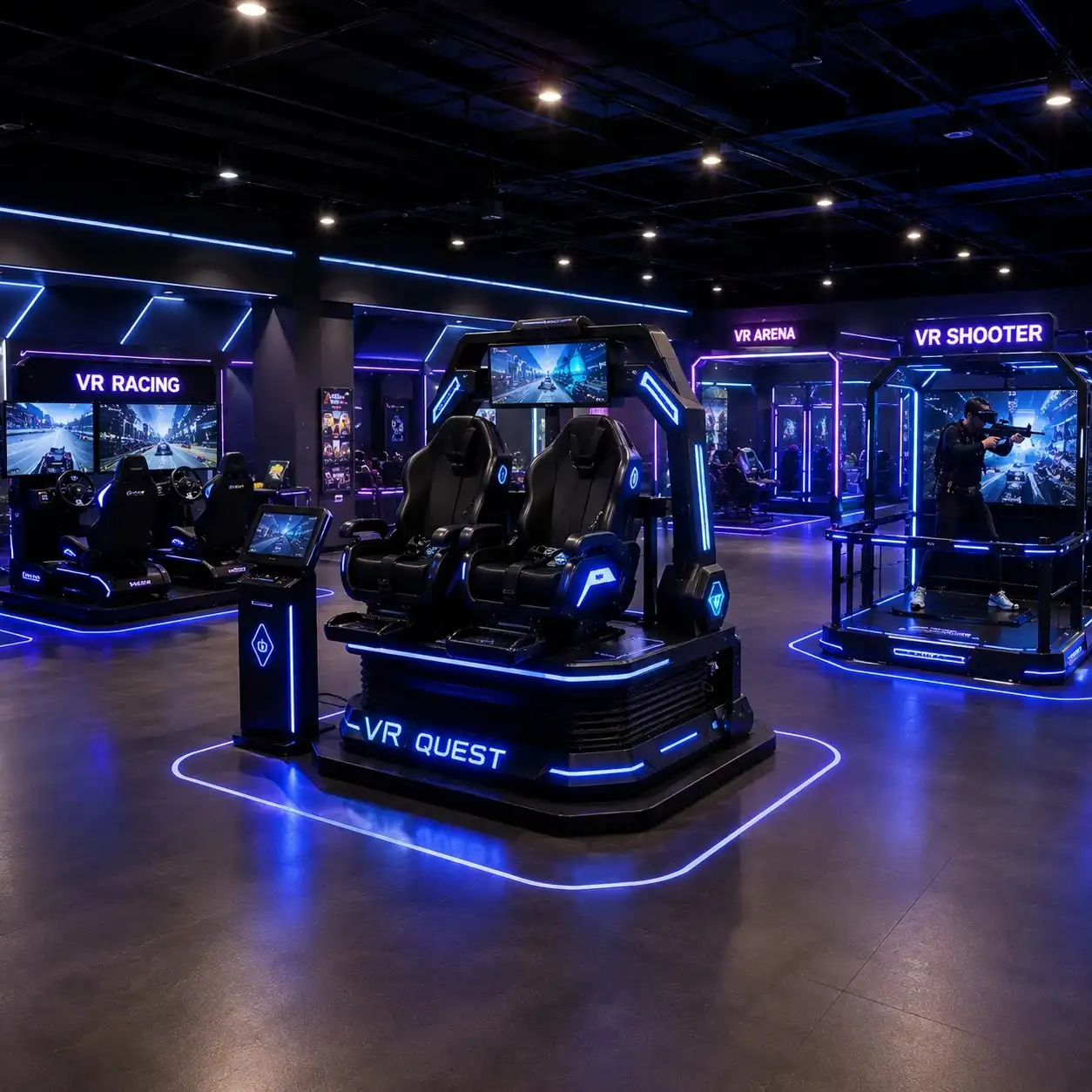 High-Performance Commercial Virtual Reality VR Simulator Pod Hardware